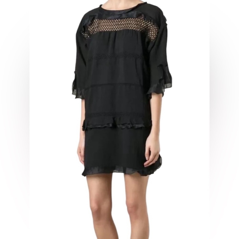 WHO WHAT WEAR Mesh Ruffle Dress